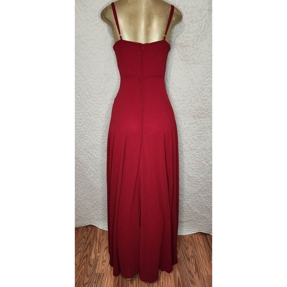 Size Medium LULUS Cause for Commotion Red Pleated Bustier Maxi Dress - Picture 5 of 9